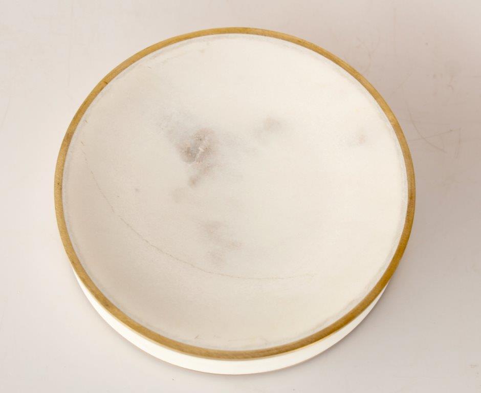 Round Marble Soap Dish Brass Edge